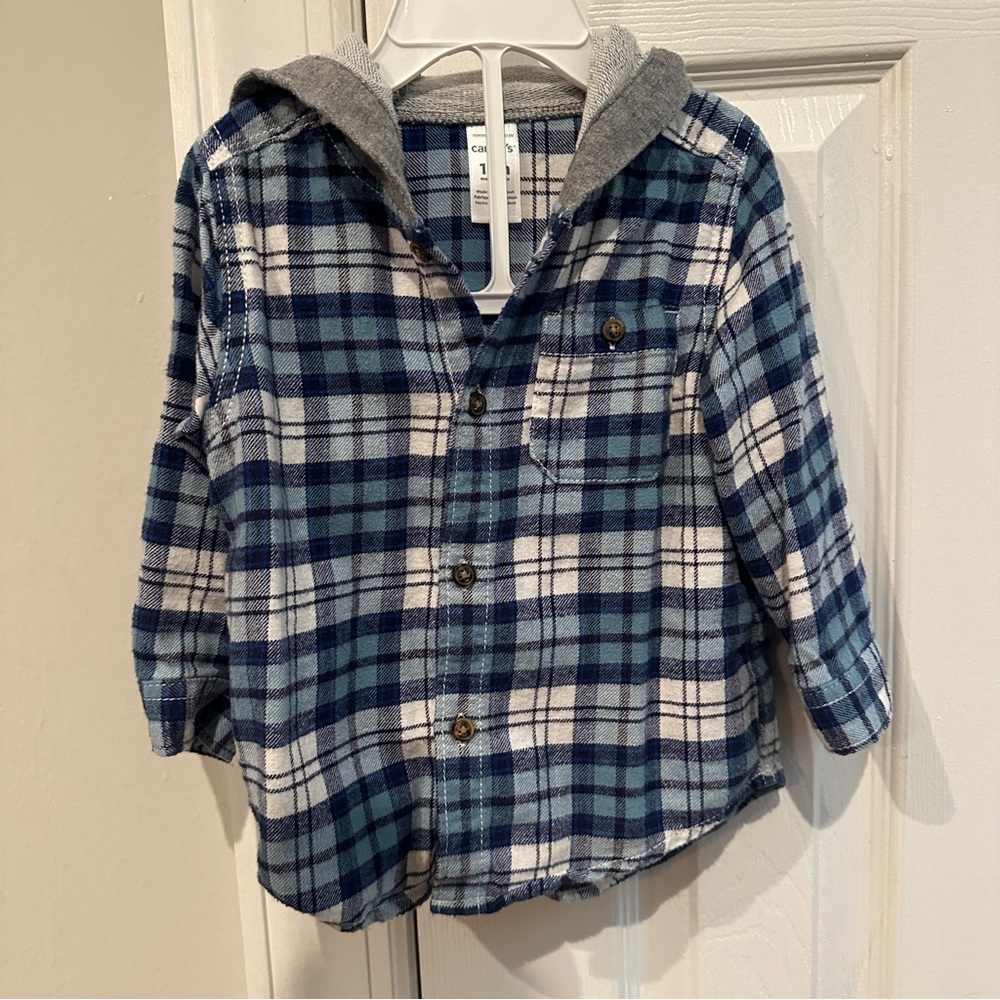 Blue hooded flannel